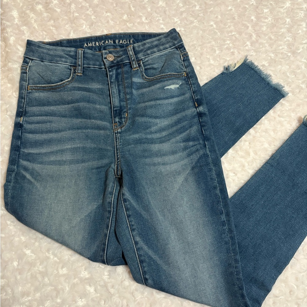 American Eagle Outfitters Curvy Super High-Rise Blue Skinny Jeans